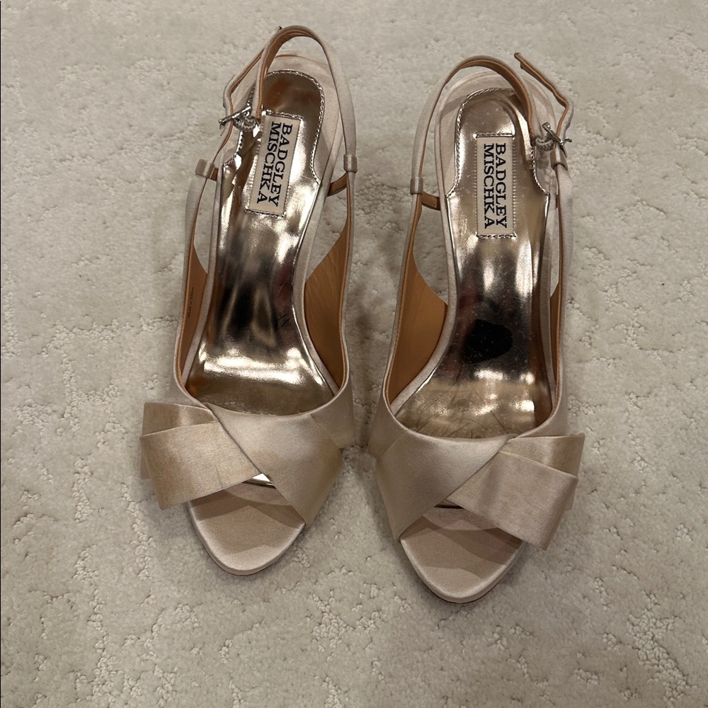 Badgley Mischka Satin Peep-Toe Heels